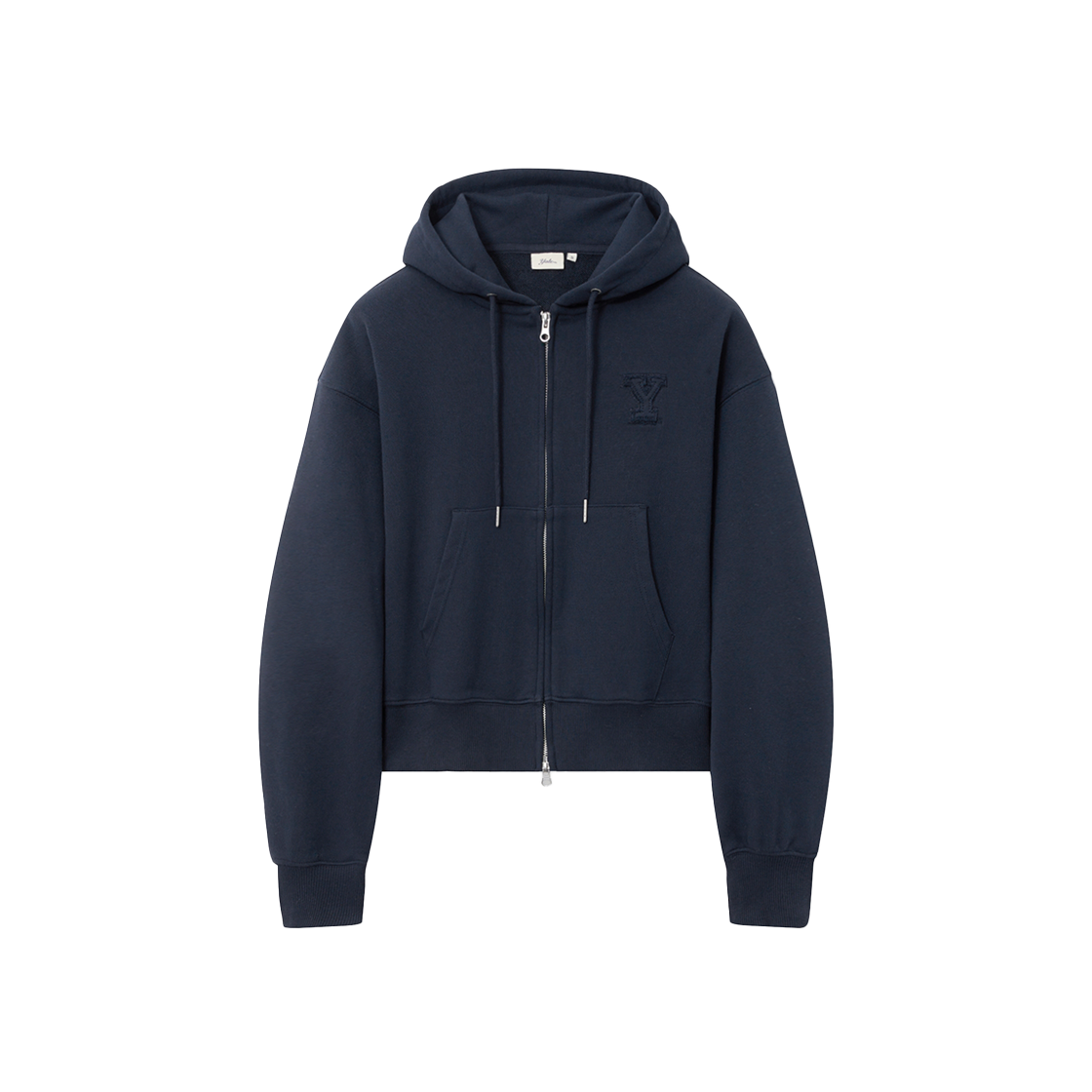 예일 우먼즈 Y로고 크롭 후드집업_네이비(Yale Women's Y Logo Crop Hooded Zip-Up Navy)