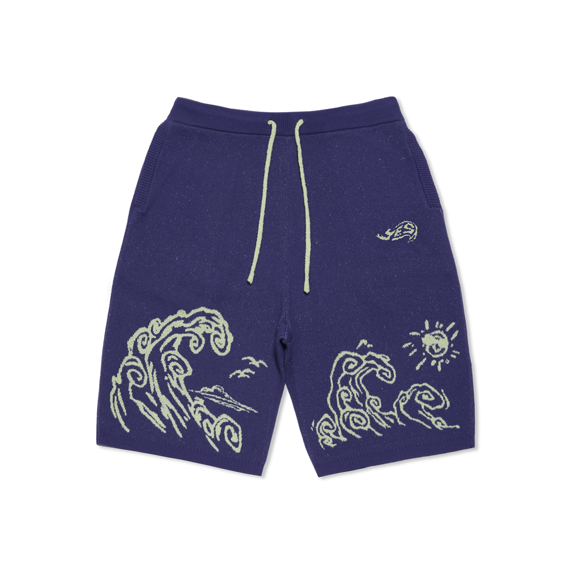 YS251KSOOS01PUR YESEYESEE Wave Print Knit Shorts Purple