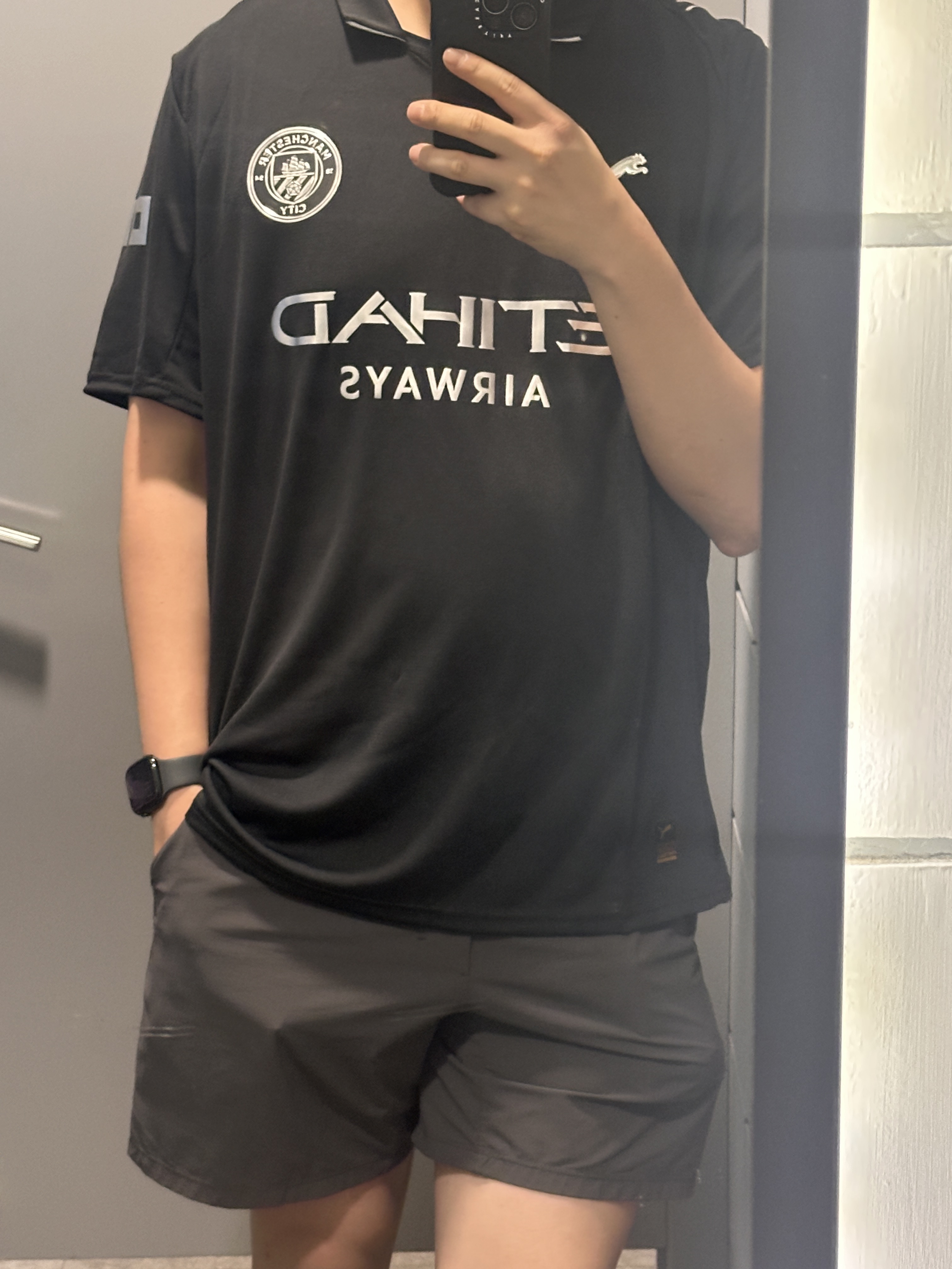 Puma Manchester City 2025/26 Away Replica Jersey Black (Non Marking Ver.) 착용 스타일 - 2