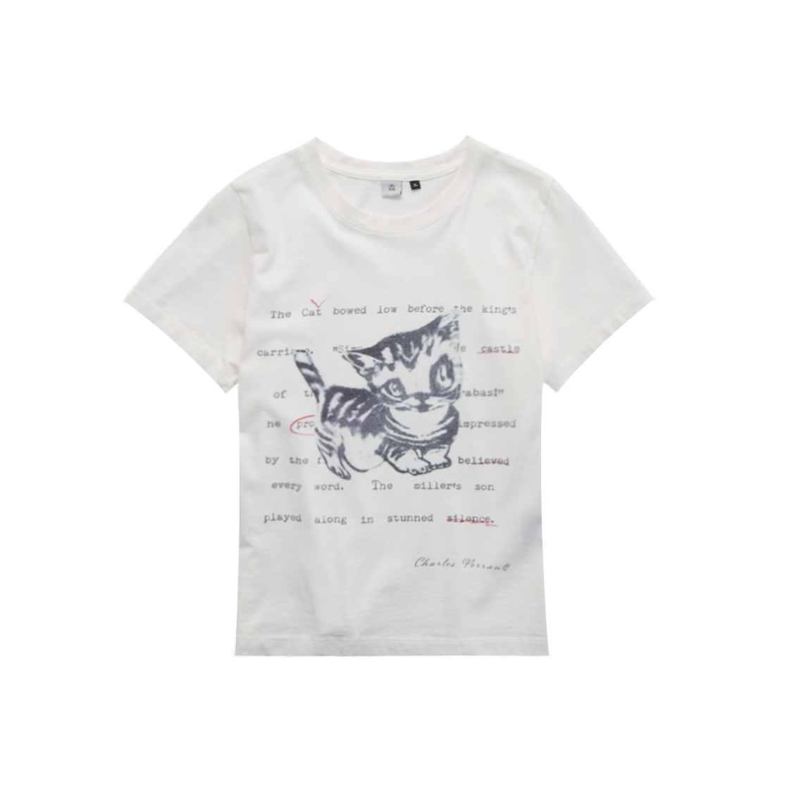 HK5LTS9003E9 (W) Polyteru HANK Doodle Cat 1/2 Tee White