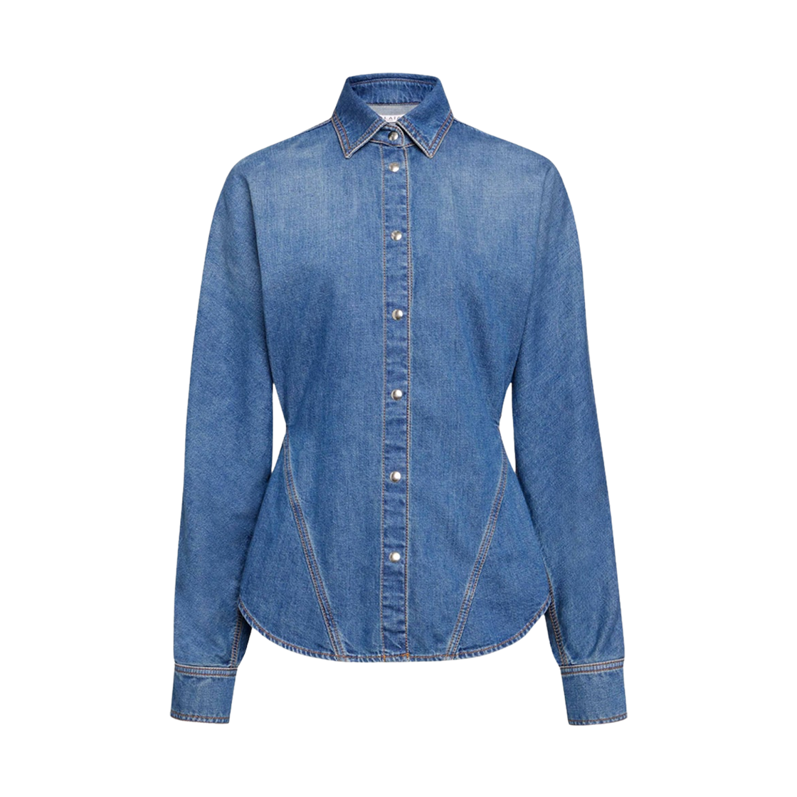 AA9C0988D004B-505 (W) Alaia Round Denim Shirt Mineral