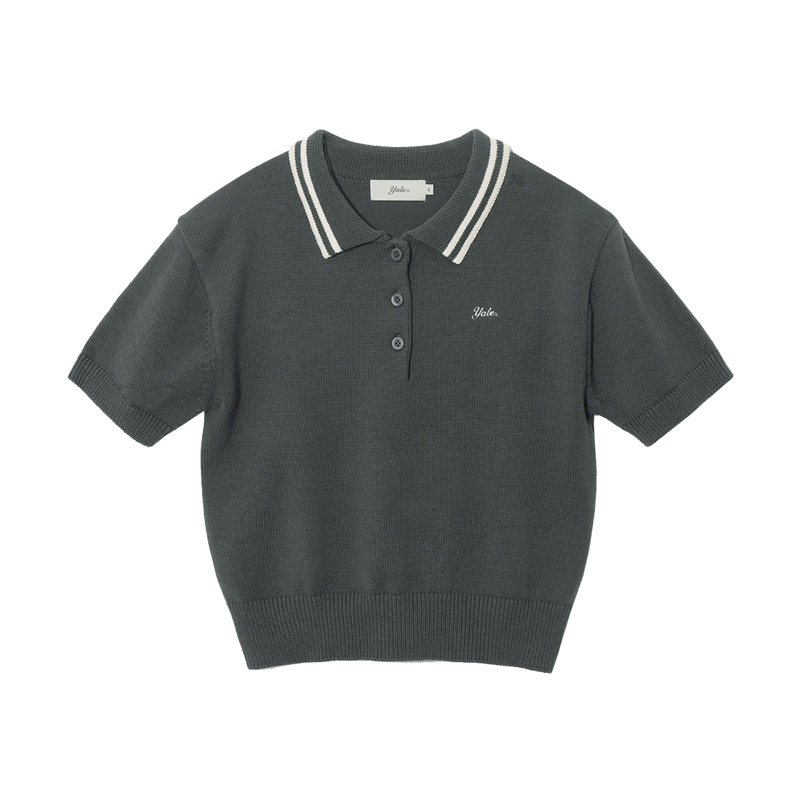 YFM1KT201ACH Yale Cotton Polo Crop Knit Charcoal