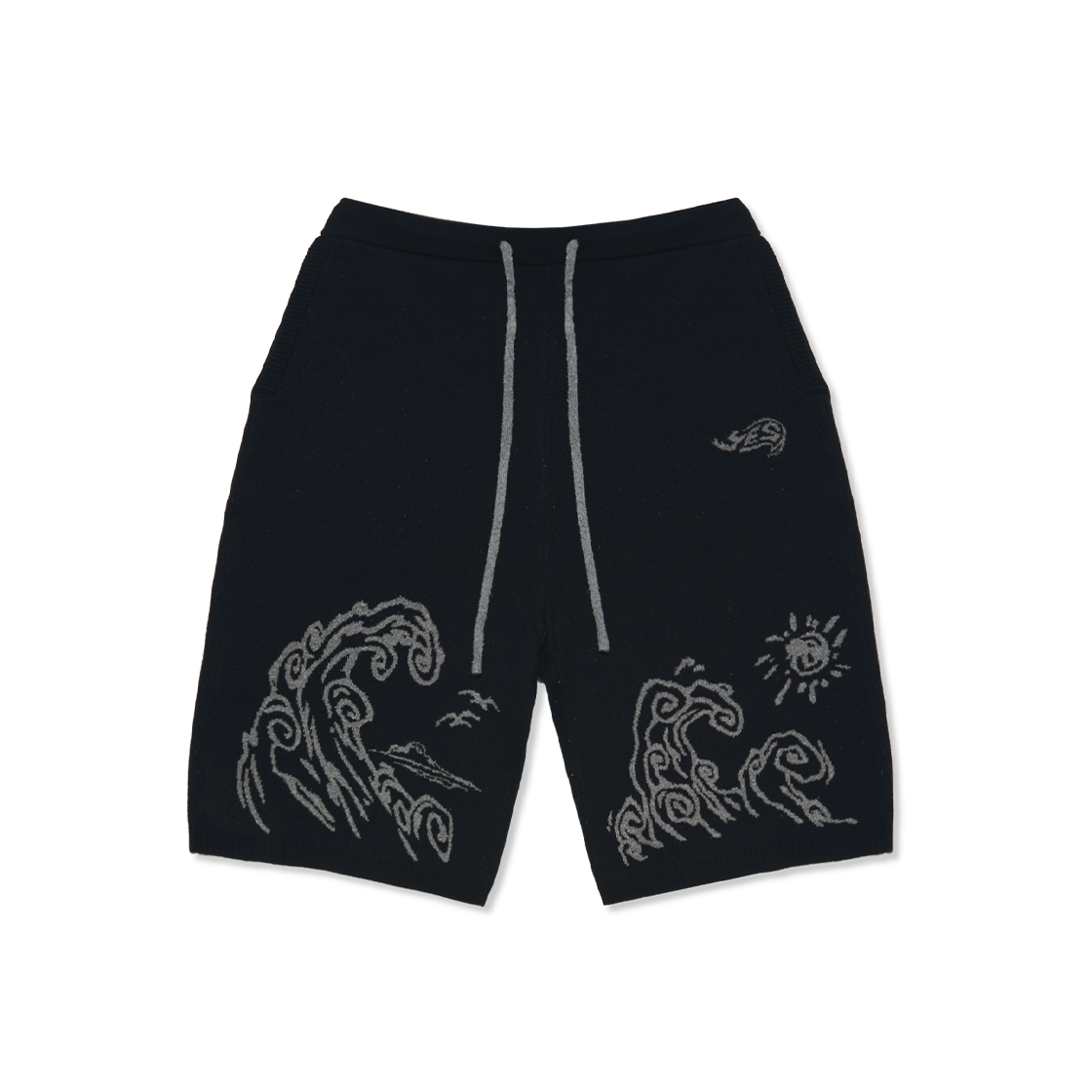 YS251KSOOS01BLK YESEYESEE Wave Print Knit Shorts Black