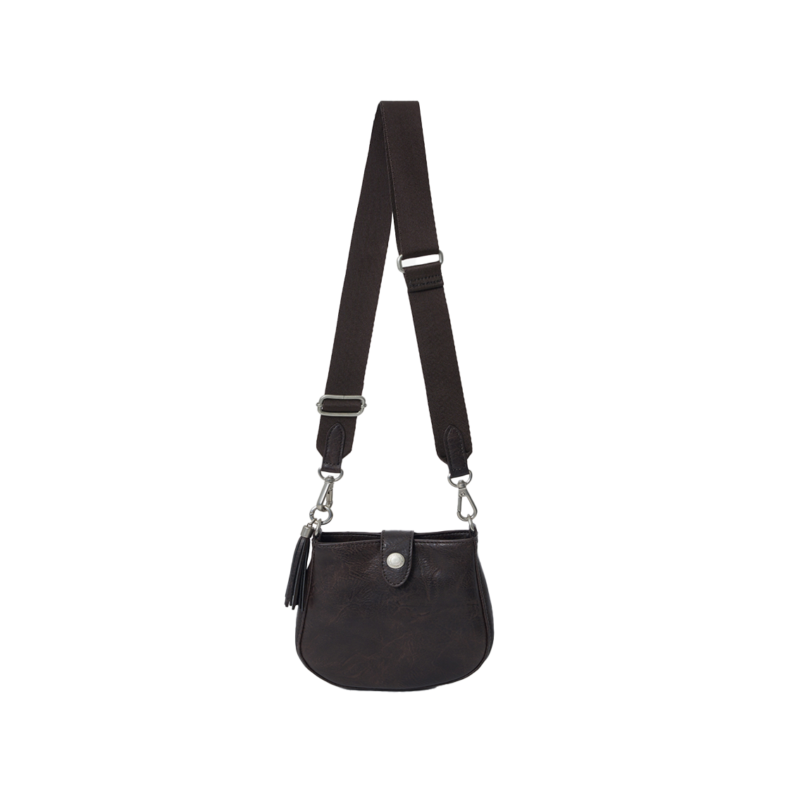 YFX2BG204ABR Yale Tassel Leather Round Crossbody Bag Brown