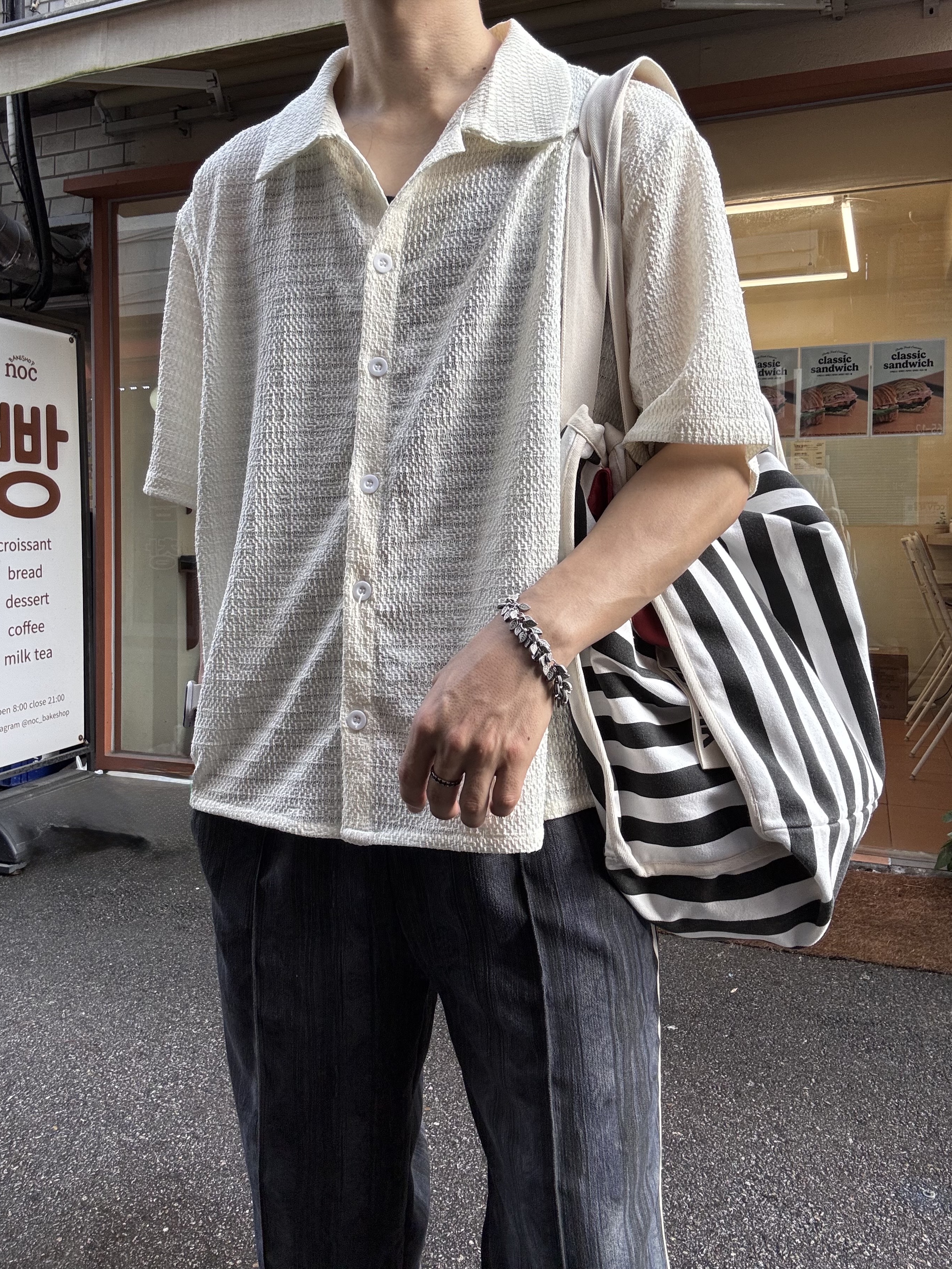 Hono Report Leaf Bracelet, On Running x Post Archive Faction (Paf) Cloudmonster 2 Seedling White 착용 스타일 - 2