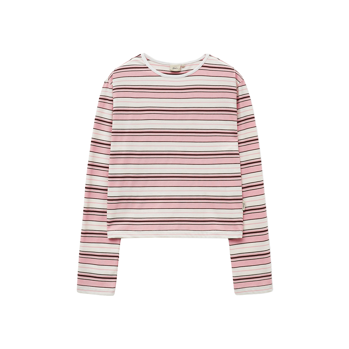 YFS1LS202API Yale Multi Stripe Crop Long Sleeve Pink