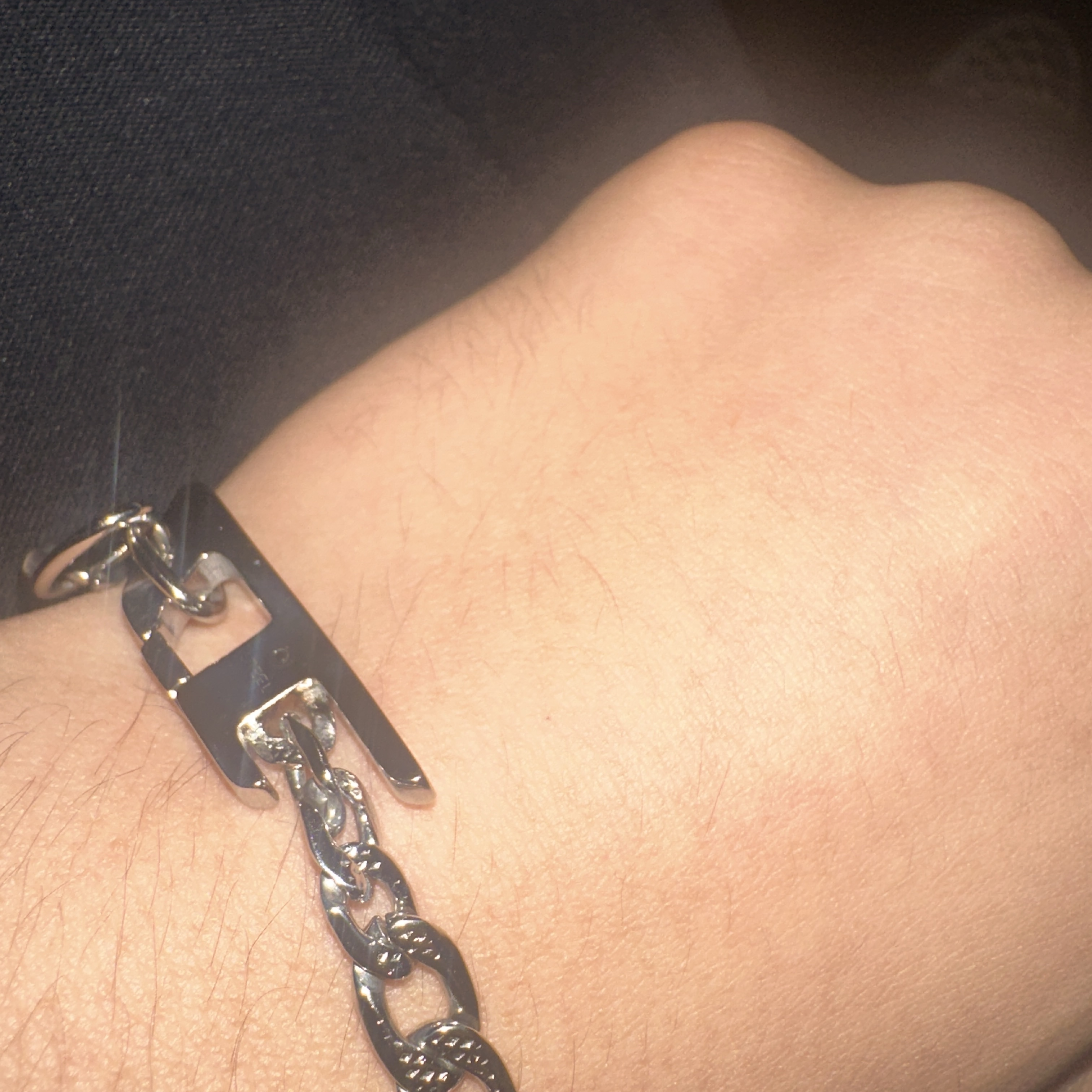 Diesel Dx1496 Stainless Steel Chain Bracelet Silver 착용 스타일