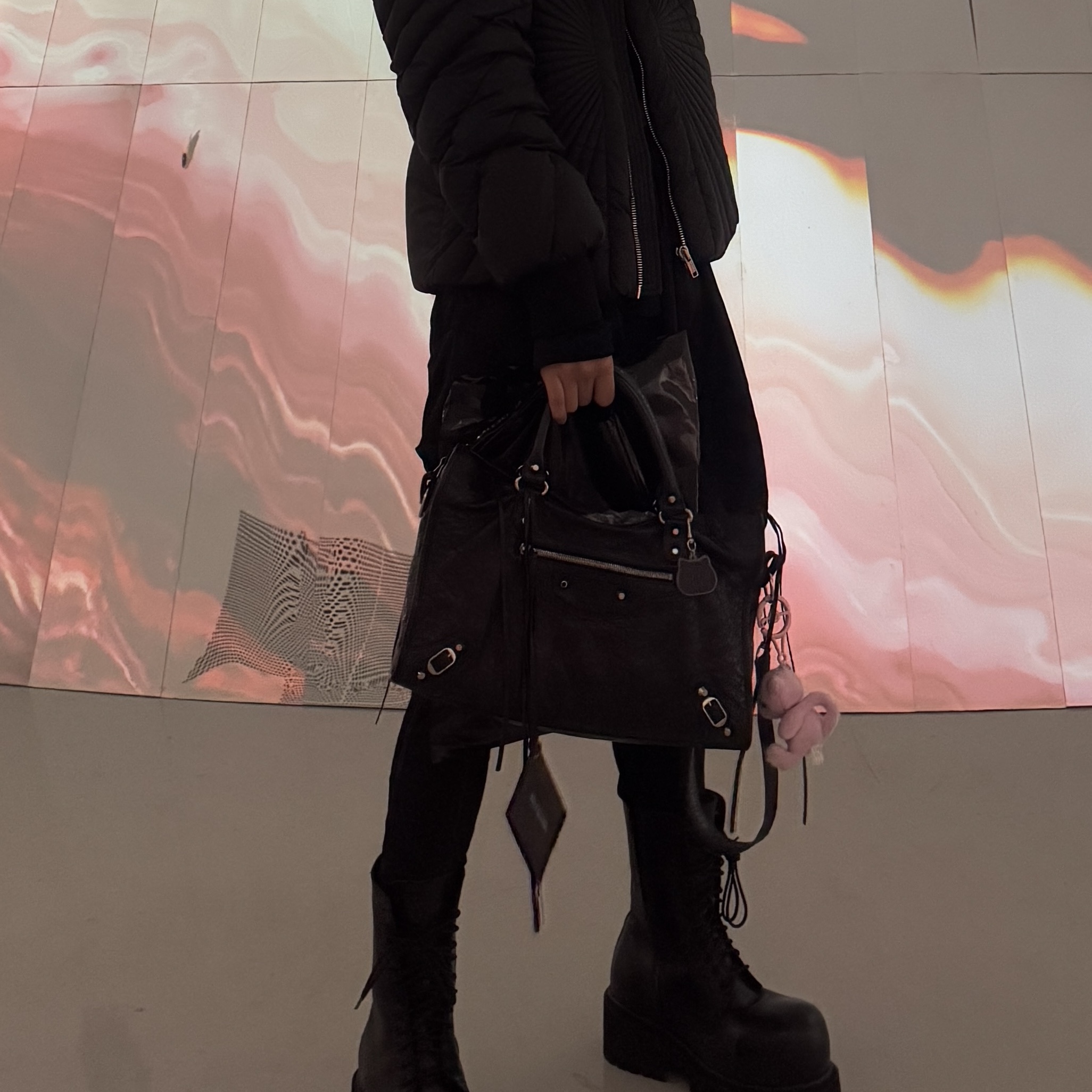 Balenciaga Stomper Bootie Black, Moncler x Rick Owens Radiance Flight Down Bomber Jacket Black - 23FW 착용 스타일
