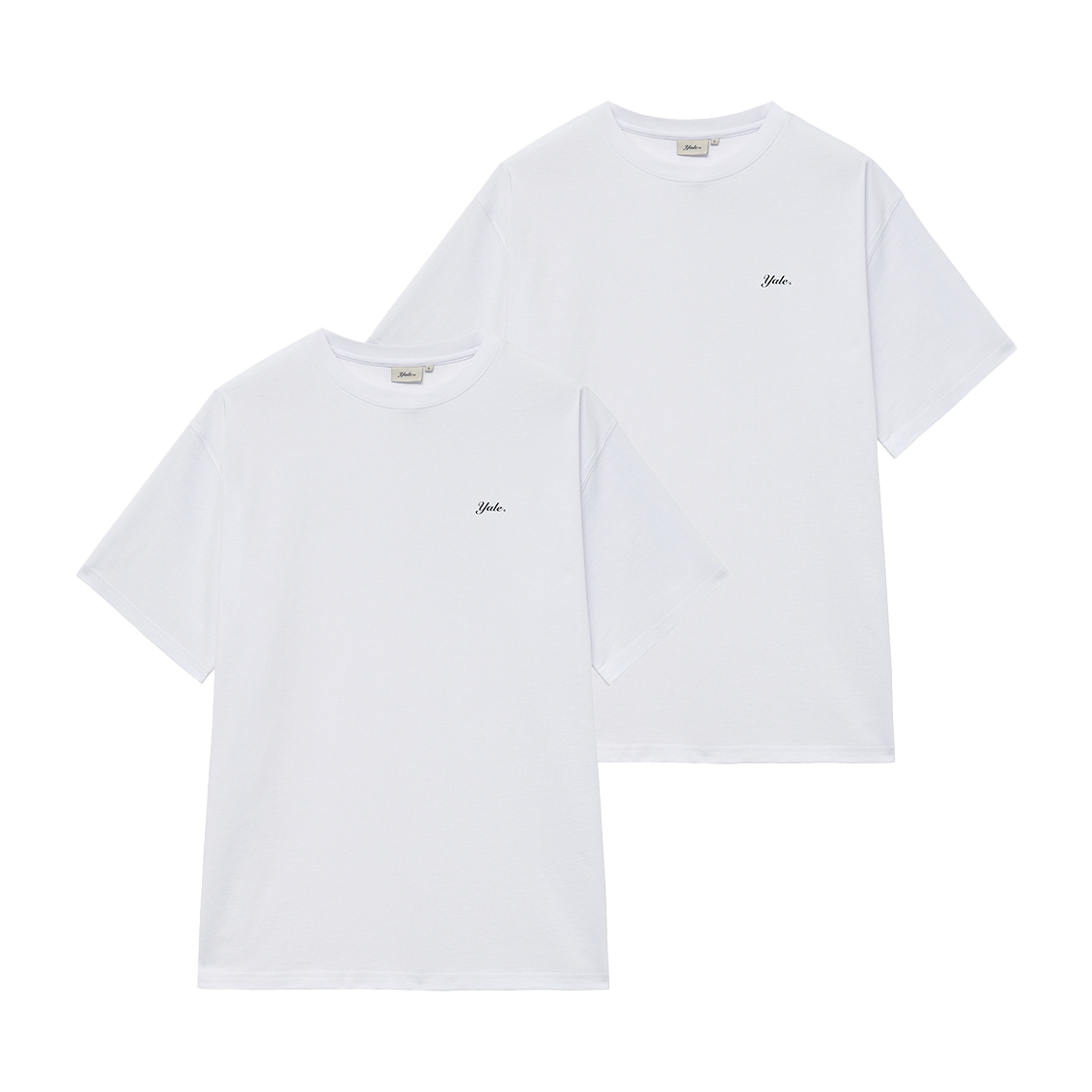 예일 [2PACK] 레귤러 핏 스넬로고 반팔티셔츠_화이트/화이트(Yale [2PACK] Regular Fit Snell Logo Short Sleeve White/White)