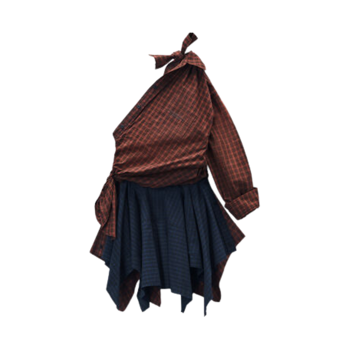 30325S005001 (W) Alexander Wang Cotton Poplin Mini Dress Red Plaid