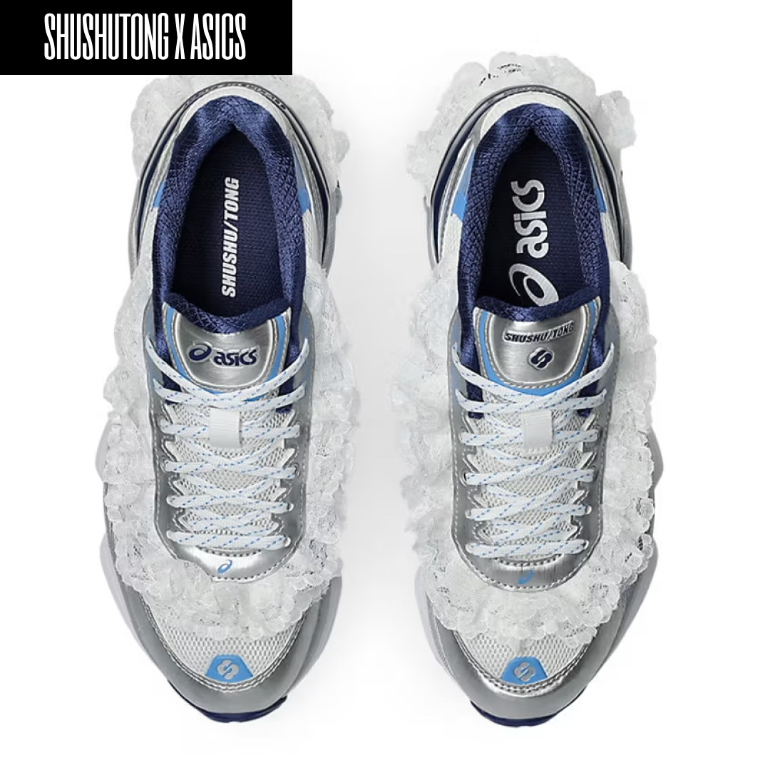 Asics x Shushu Tong Gel-Kinetic Fluent Blue Expanse Monaco Blue, Asics x Shushu Tong Gel-Kinetic Fluent White Dive Blue 착용 스타일 - 2