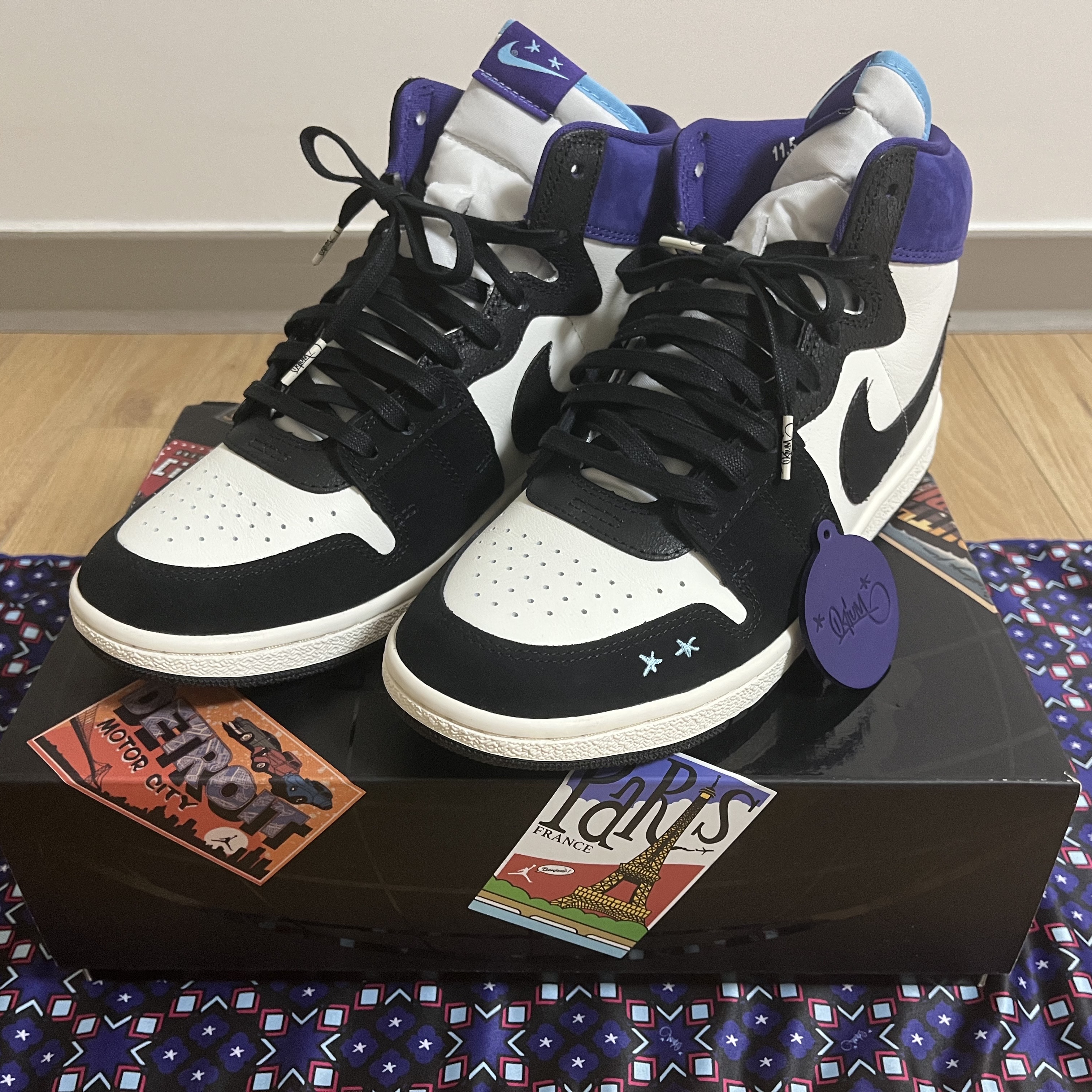 (W) Jordan x Opium Paris Air Ship PE SP Black Court Purple 착용 스타일 - 1