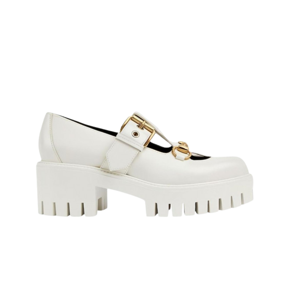 (W) 구찌 러그 홀스빗 30mm 플랫폼 로퍼 화이트((W) Gucci Lug Horsebit 30mm Platform Loafer White)