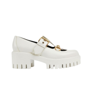 (W) Gucci Lug Horsebit 30mm Platform Loafer White