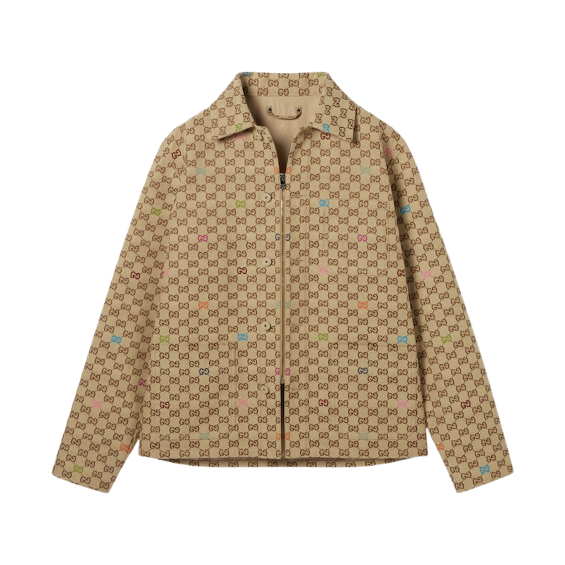 833305-ZAS81-2137 Gucci GG Canvas Jacket Camel Dark Brown