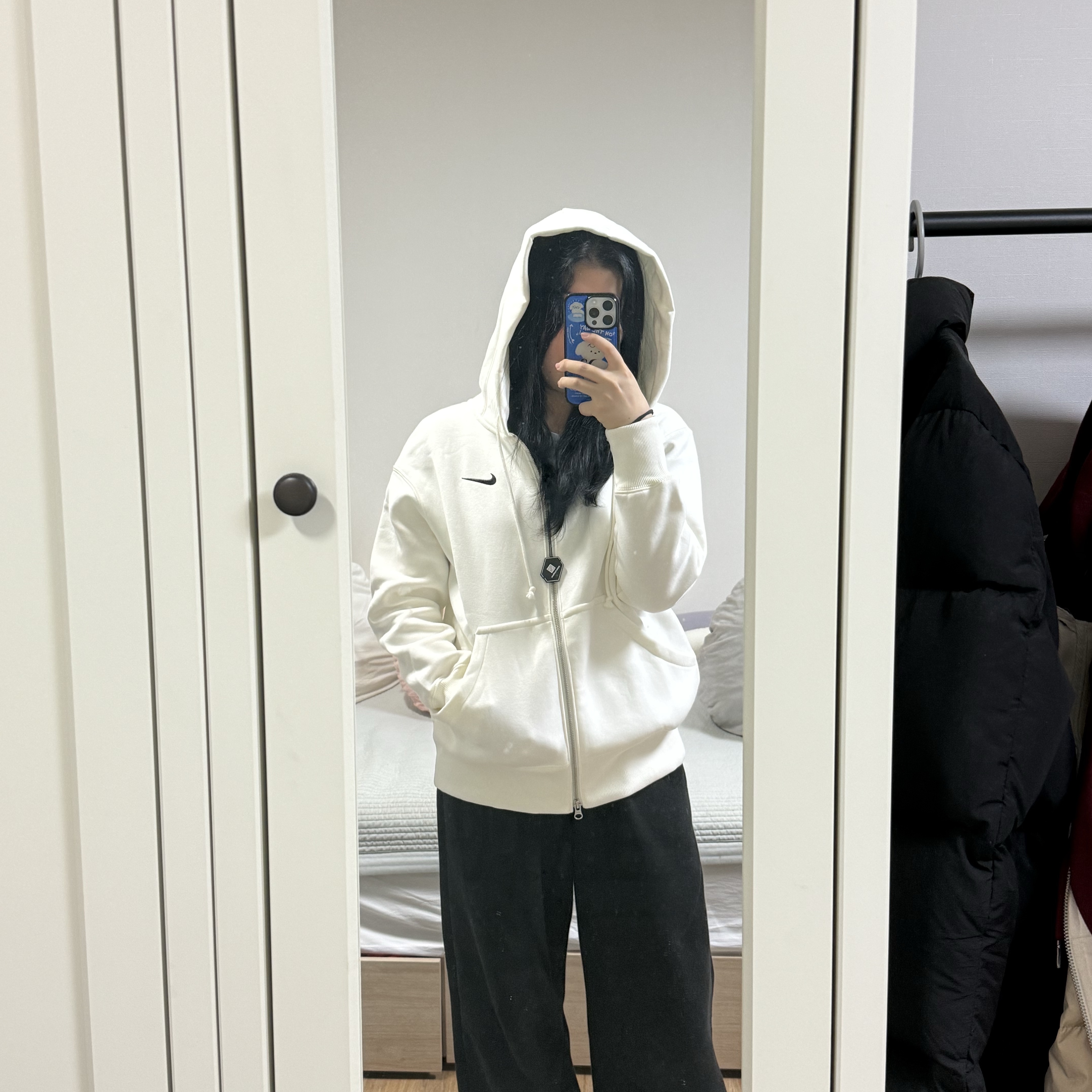(W) Nike NSW Phoenix Fleece Oversized Full Zip Hoodie Sail - Asia 착용 스타일 - 1