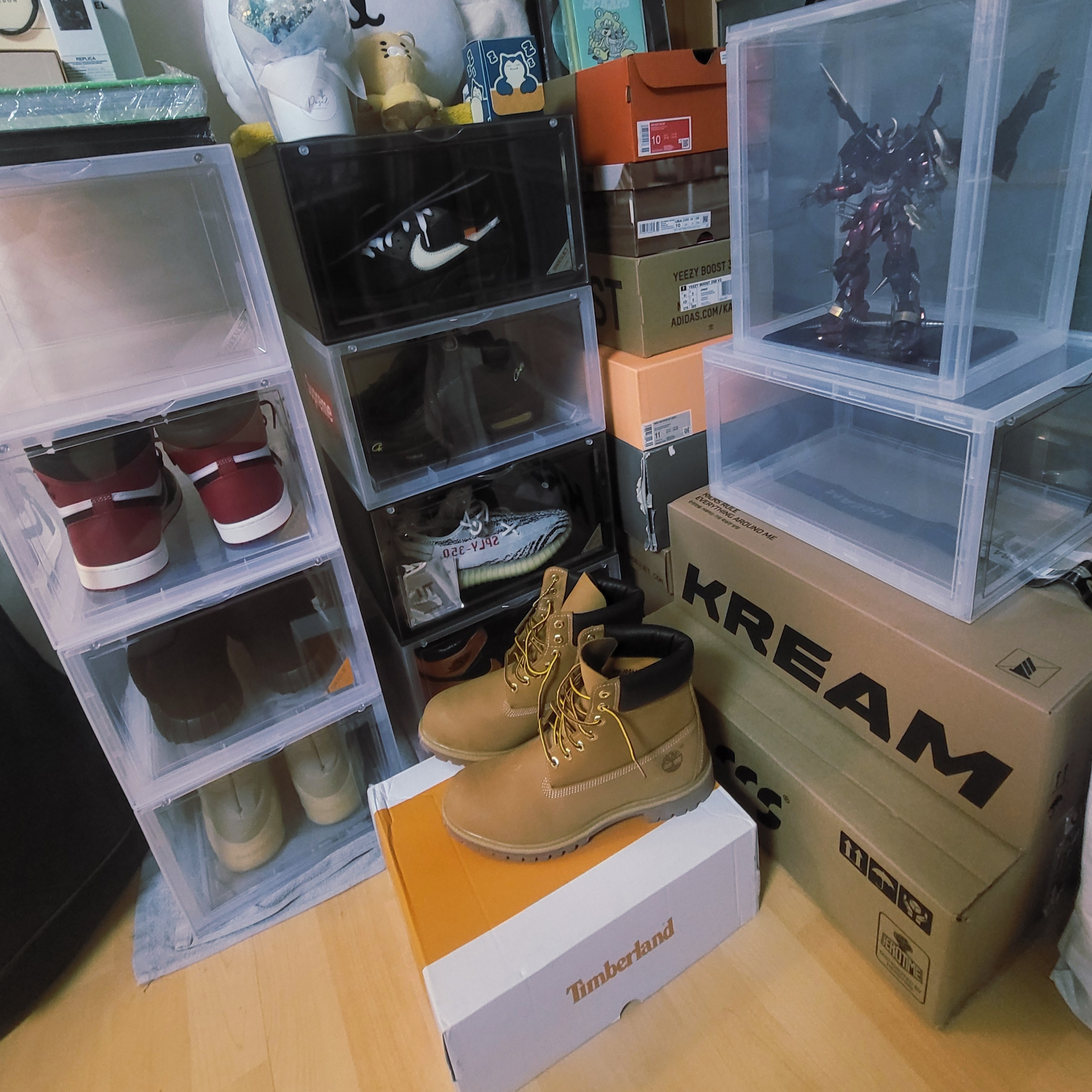 Timberland Premium 6 inch Waterproof Boot Wheat Nubuck - Wide, Project G/R 3 Layerd Cargo Pants White 착용 스타일 - 3
