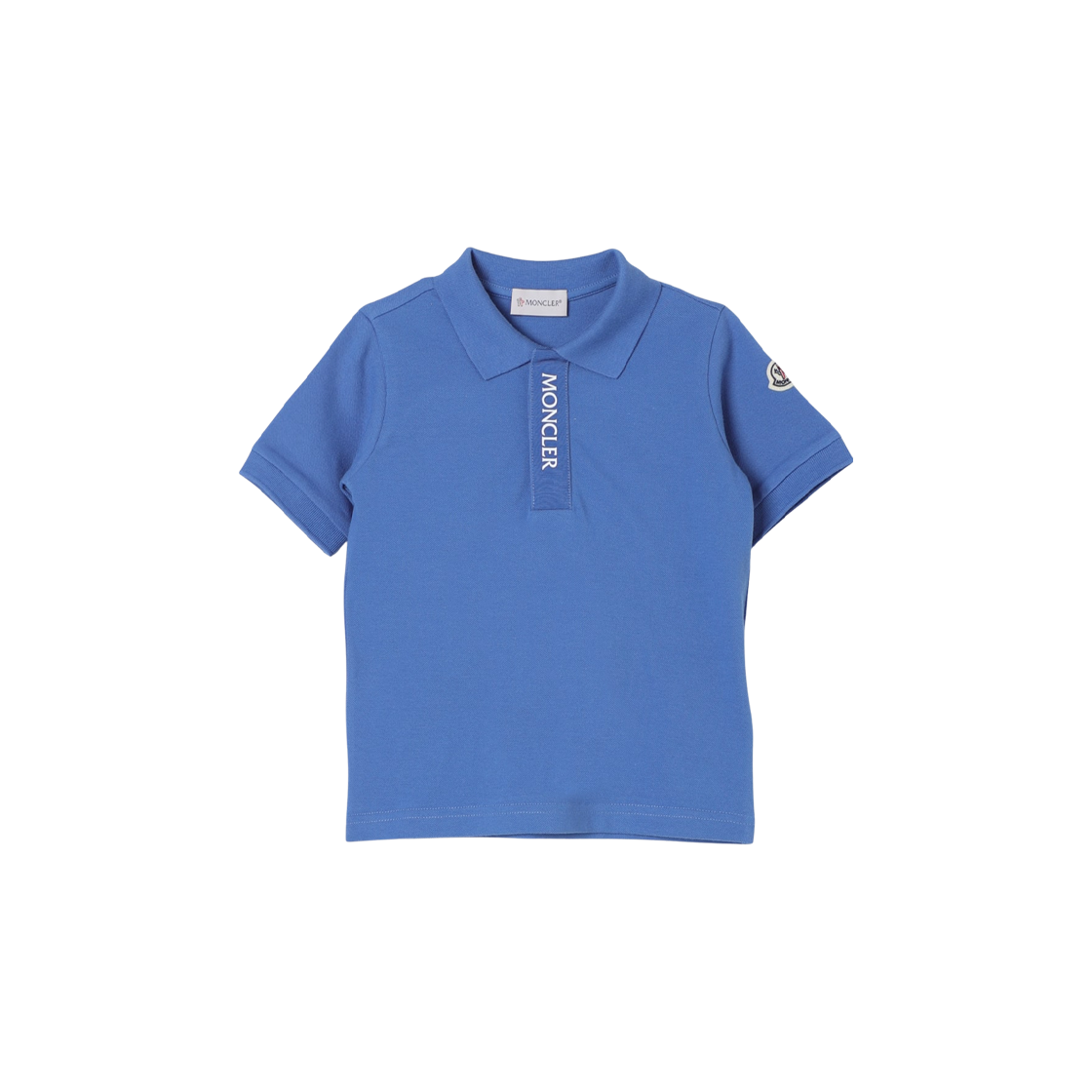(키즈) 몽클레르 로고 아플리케 코튼 폴로 셔츠 라이트 블루 - 24SS((Kids) Moncler Logo Appliqued Cotton Polo Shirt Light Blue - 24SS)