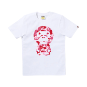 (W) BAPE ABC Camo Big Baby Milo T-Shirt White Pink