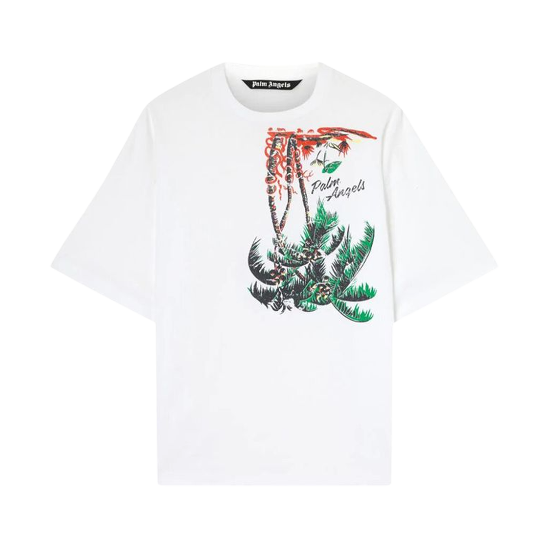 PMAA066S23JER0030155 Palm Angels Upside Down Palm T-Shirt White Green