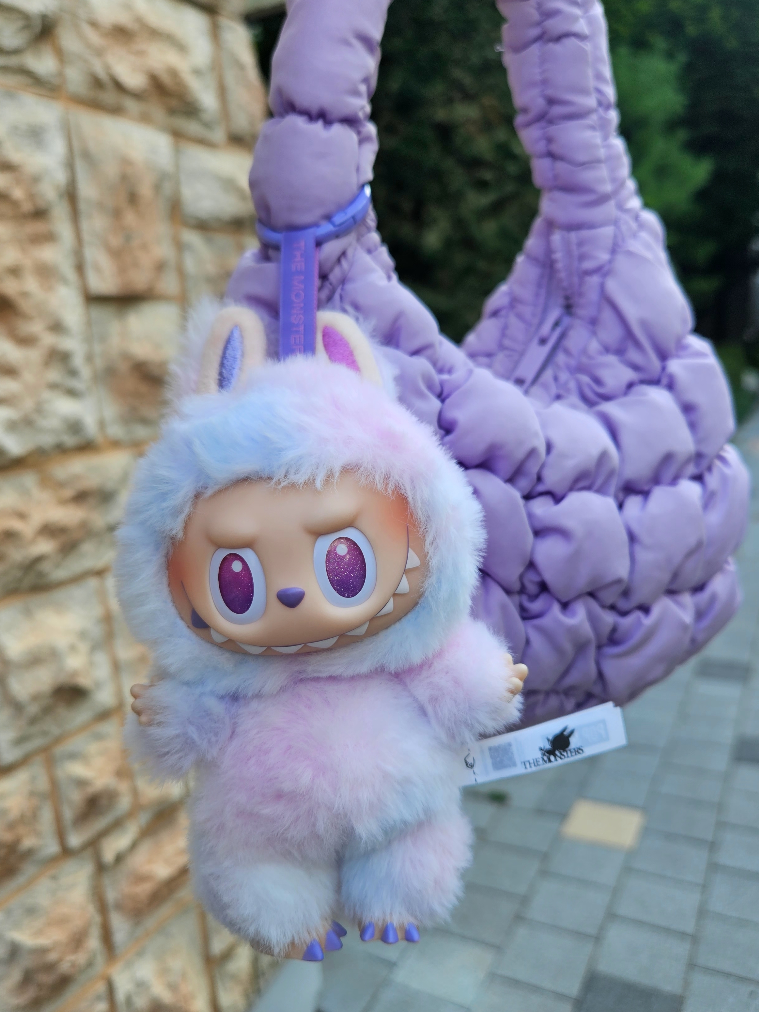 Pop Mart Labubu The Monsters Highlight Series Luck Keyring (Opened Case), COS Quilted Micro Bag Purple 착용 스타일 - 1