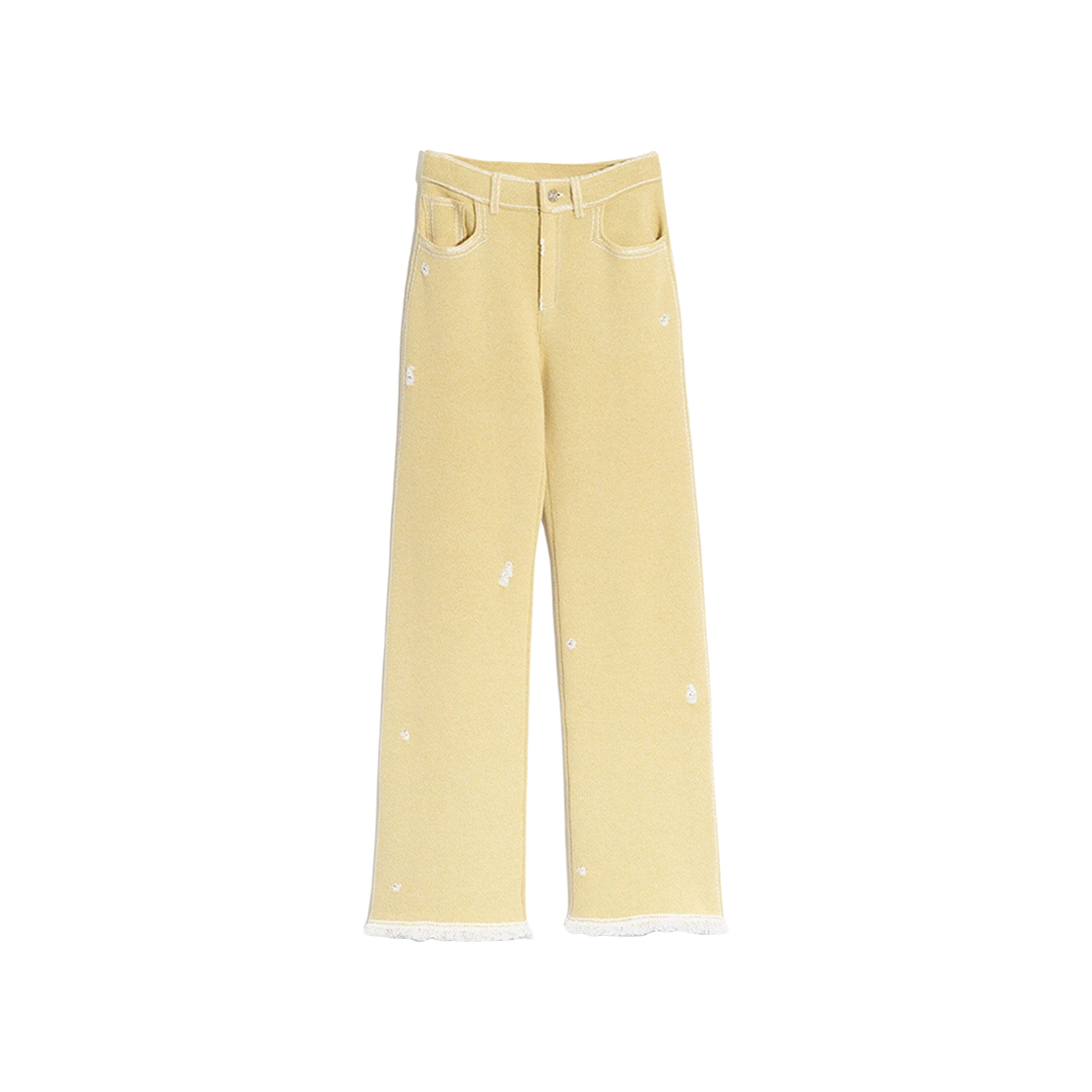(W) 배리 캐시미어 프린지 디테일 데님 팬츠 옐로우((W) Barrie Cashmere Fringe Detail Denim Pants Yellow)