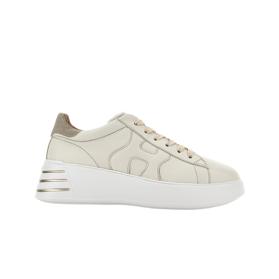 (W) 호간 레벨 스니커즈 아이보리 골드((W) Hogan Rebel Sneakers Ivory Gold)