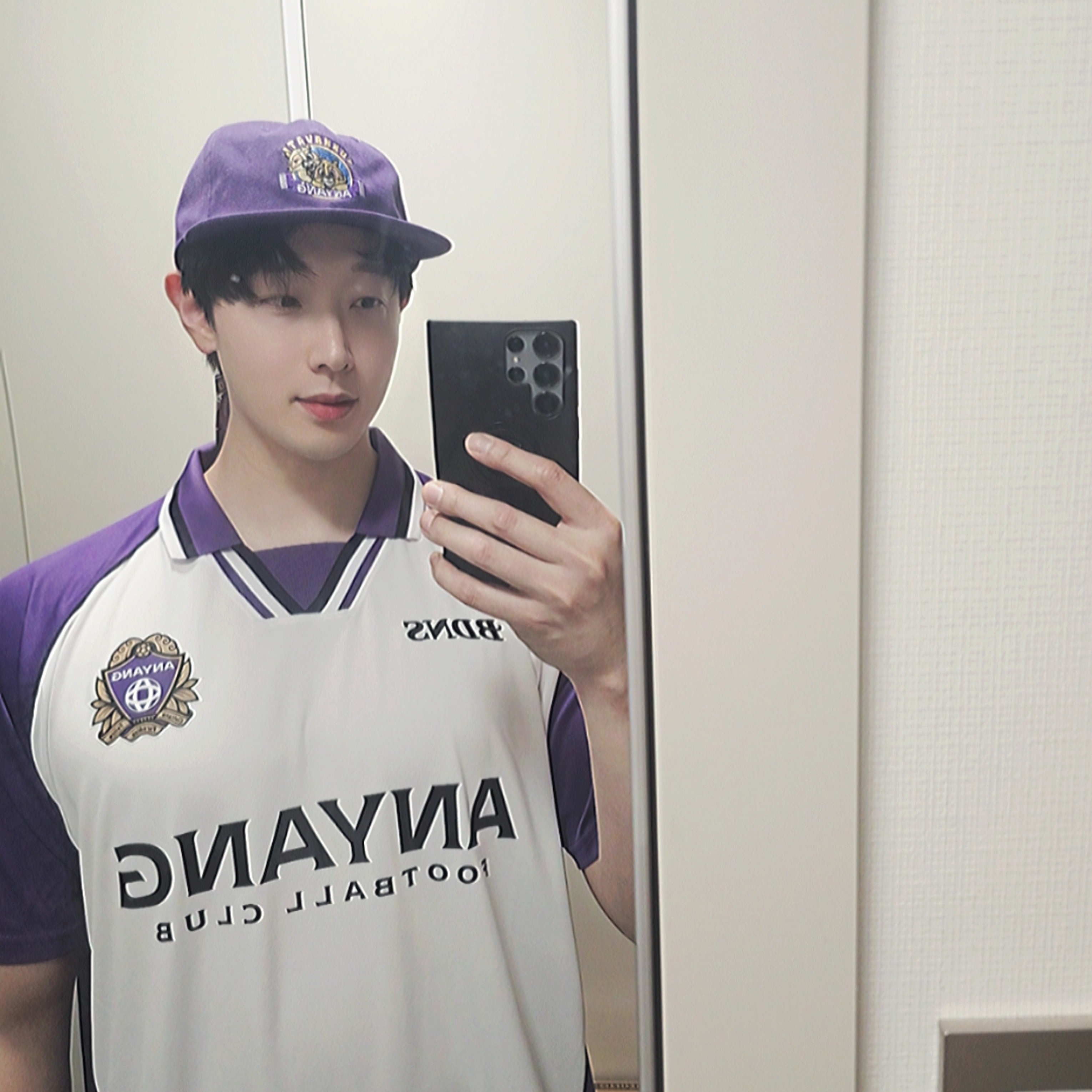 BDNS x FC Anyang Champion S/S Jersey White, BDNS x FC Anyang Sukhavati Cap Violet 착용 스타일 - 2