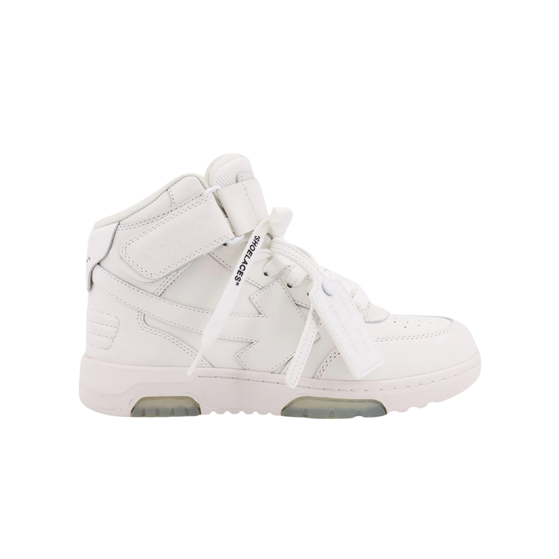 (W) 오프화이트 아웃 오브 오피스 OOO 미드 탑 스니커즈 화이트((W) Off-White Out Of Office OOO Mid Top Sneakers White) - 1