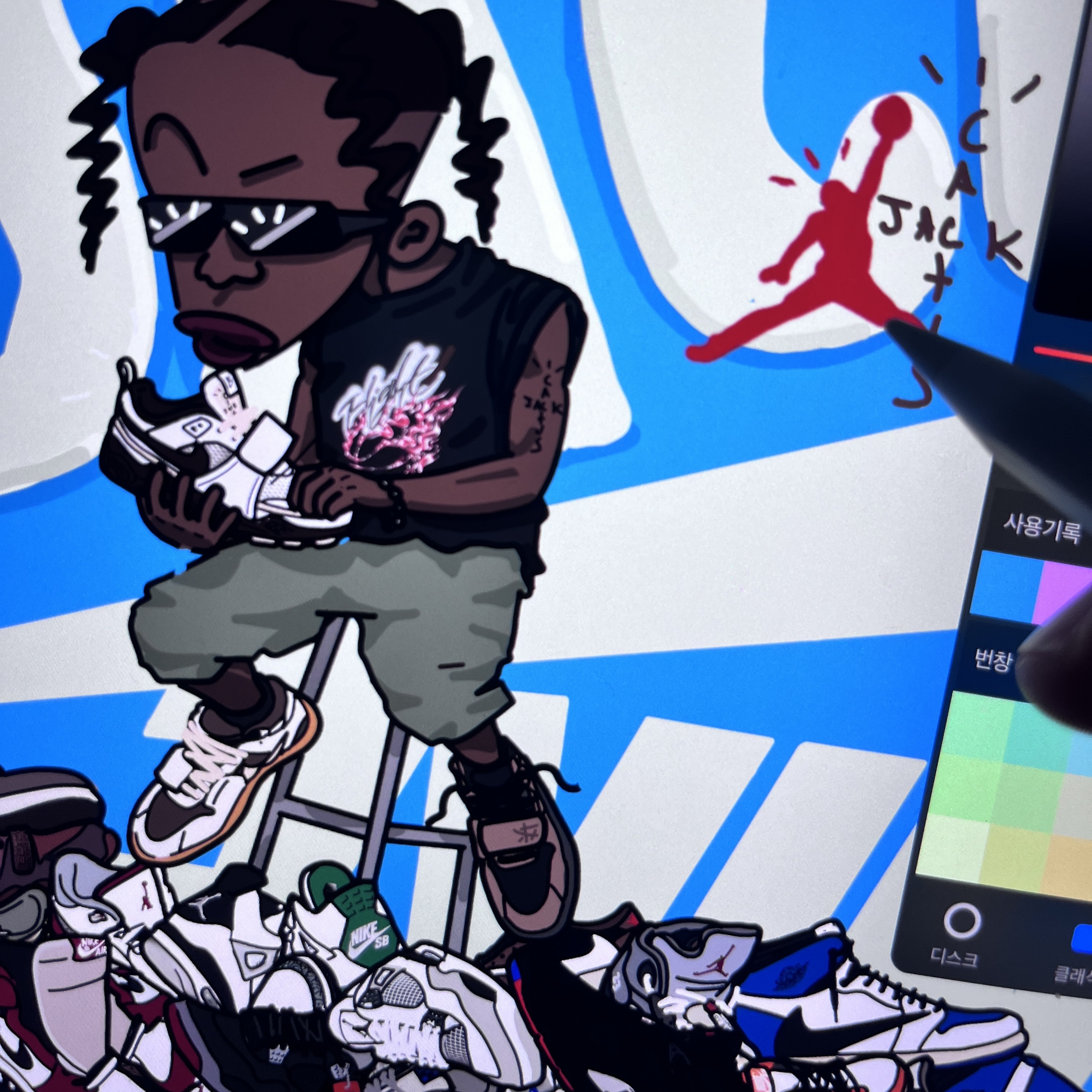 Jordan x Travis Scott Jumpman Jack TR Sail and Dark Mocha, Jordan x Travis Scott Jumpman Jack TR Black and Dark Mocha 착용 스타일 - 1