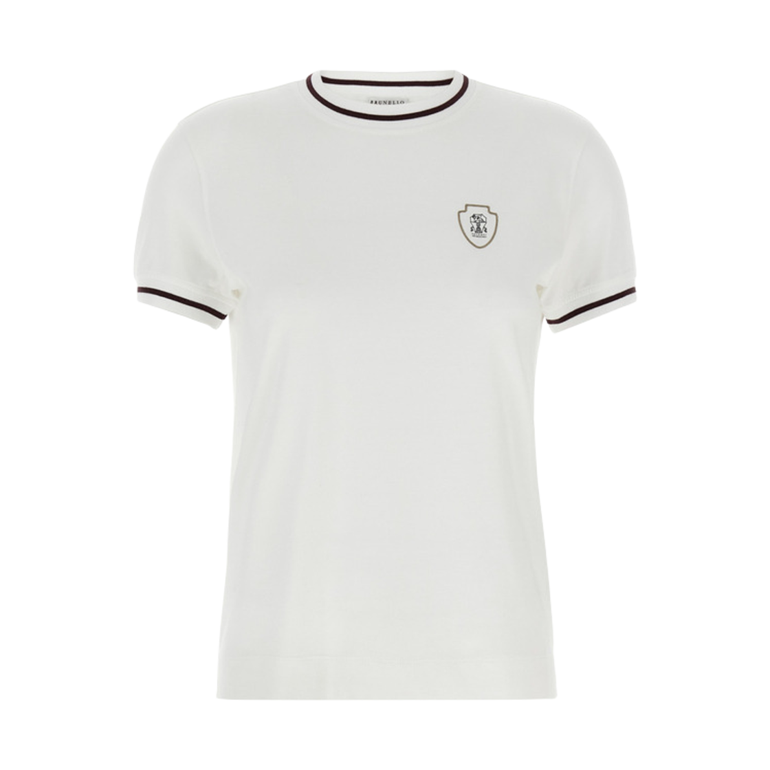 (W) 브루넬로 쿠치넬리 로고 디테일 티셔츠 화이트((W) Brunello Cucinelli Logo Detail T-Shirt White) - 1