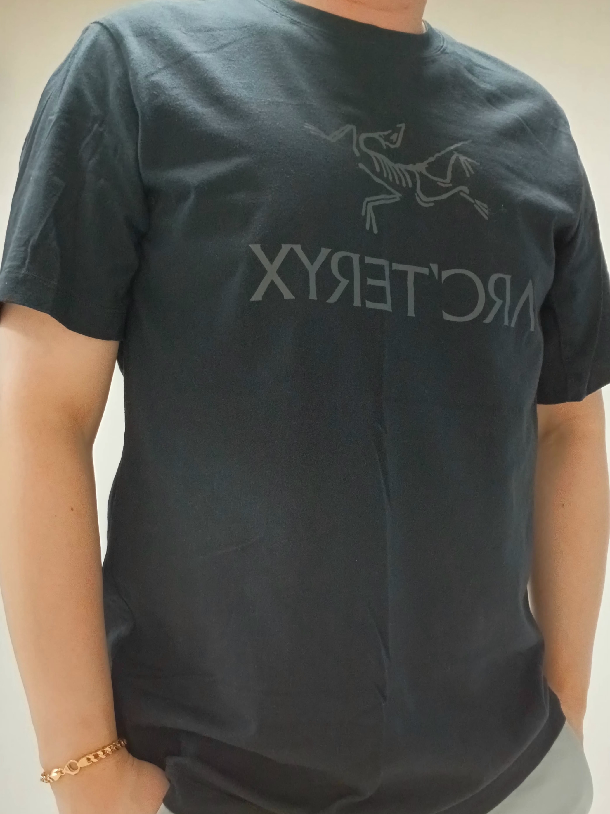 Arc'teryx Arc'word Logo SS T-Shirt Black, Arc'teryx Arc'word SS T-Shirt Black 착용 스타일 - 2