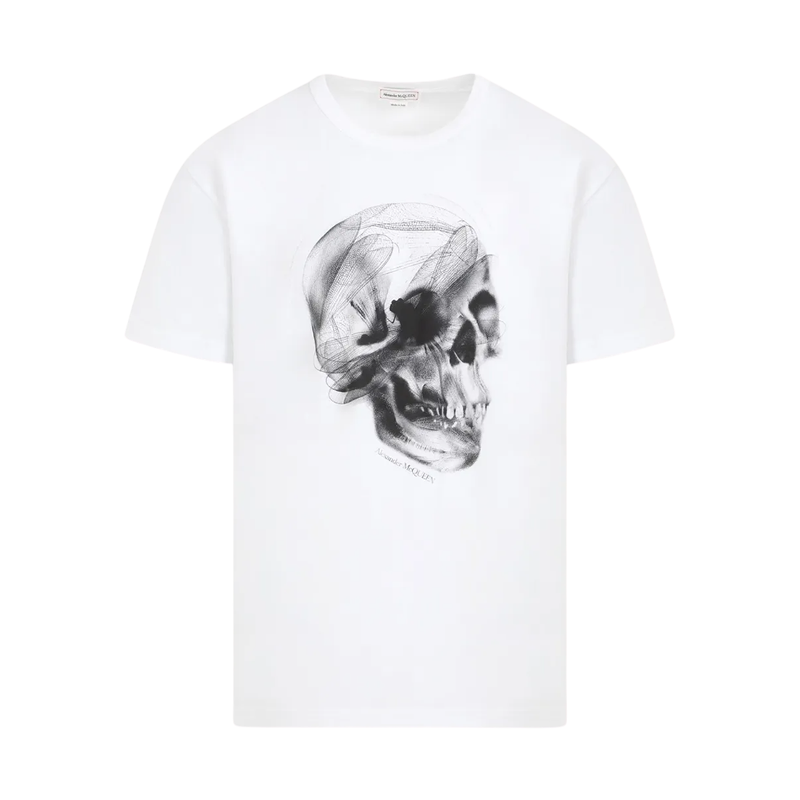 776326QTAAV0909 Alexander McQueen Dragonfly Skull T-Shirt White Black