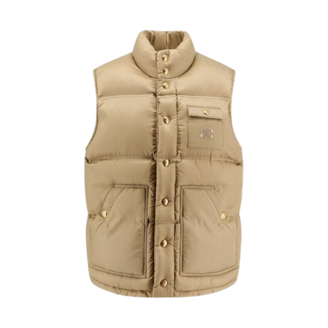 RV0QO0C66-02BG (W) Celine Quilted Vest with Triomphe Logo Beige