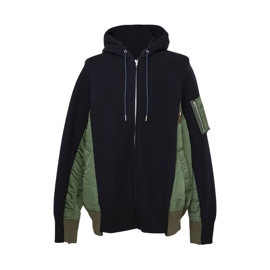 사카이 스폰지 스웨트 나일론 트윌 후드 네이비 카키(Sacai Sponge Sweat Nylon Twill Hoodie Navy Khaki)