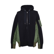 Sacai Sponge Sweat Nylon Twill Hoodie Navy Khaki