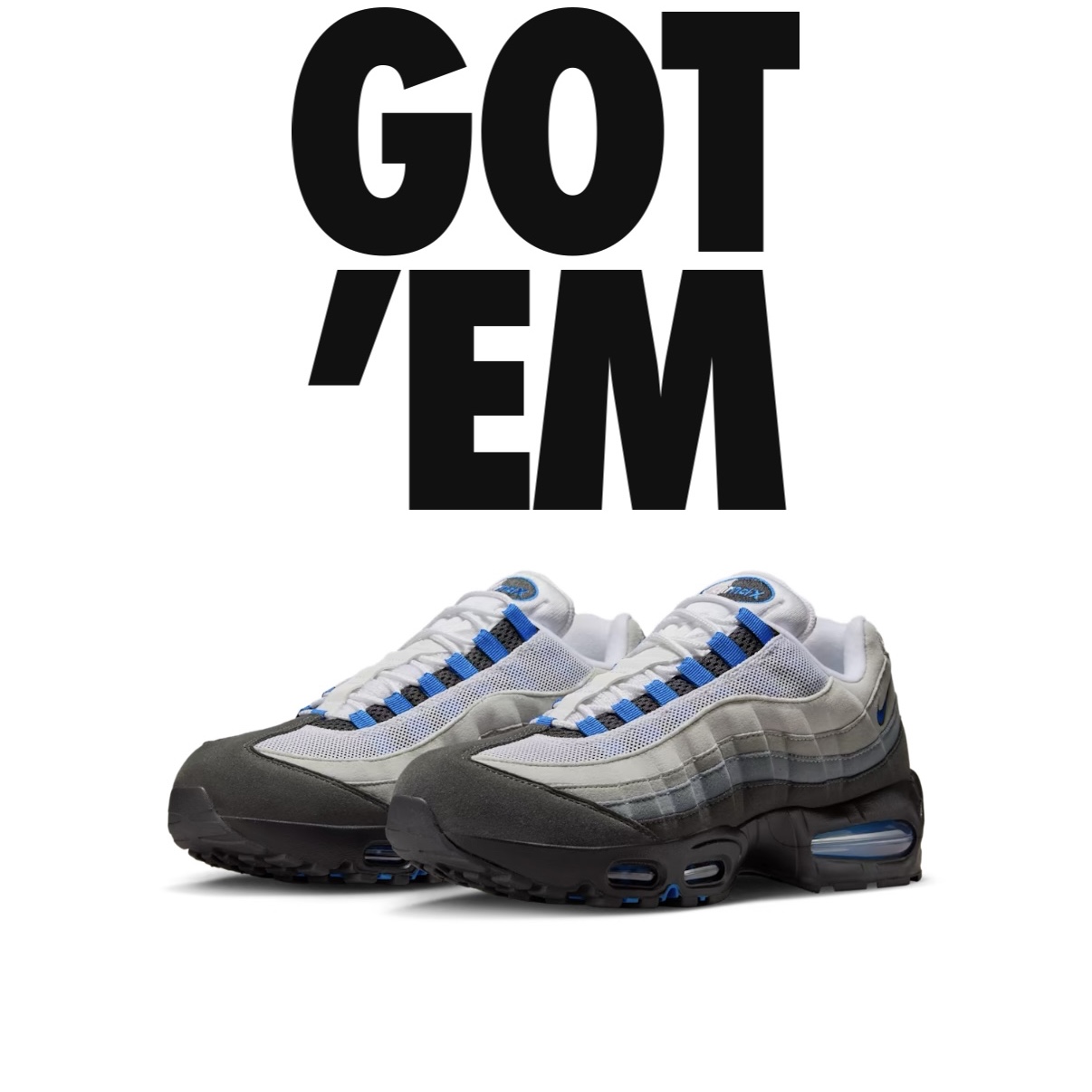 Nike Air Max 95 OG Cool Grey and Blue Spark 착용 스타일