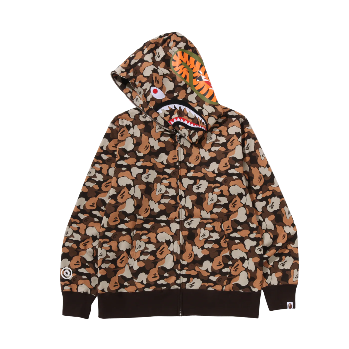 베이프 씽크 1주년 샤크 풀 집 후드 브라운 - 베이프 씽크 스토어 한정(BAPE Think 1st Anniversary Shark Full Zip Hoodie Brown - BAPE Think Store Exclusive) - 2