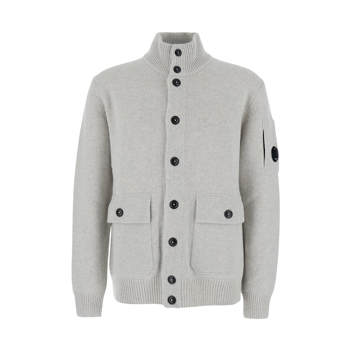 19CMKN042A110149AM13 C.P. Company Lambswool GRS Cardigan Off White Melange - 25FW