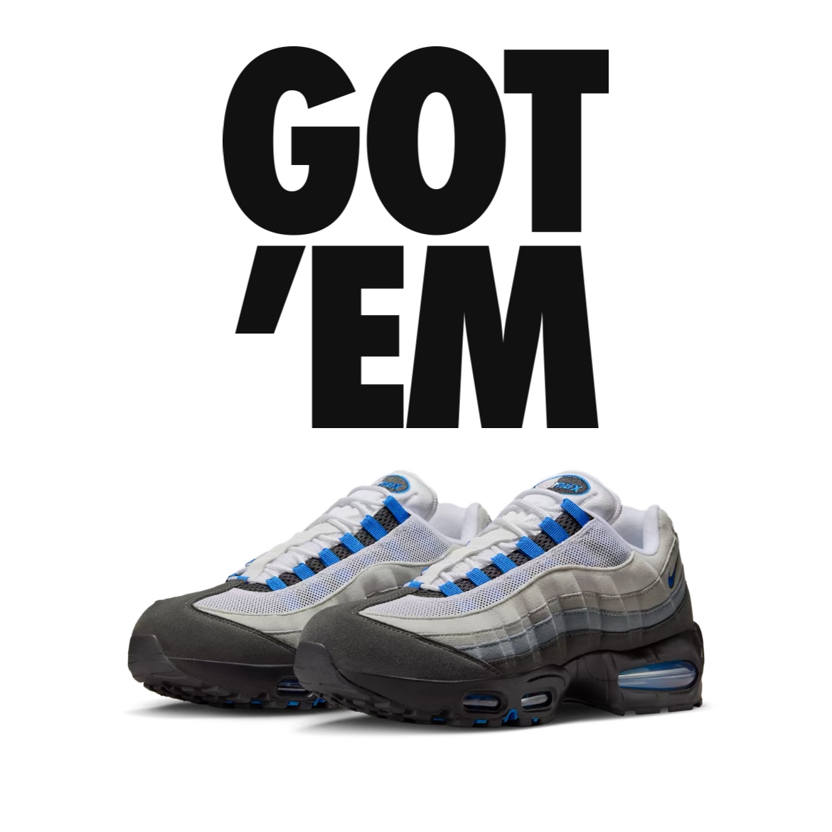 Nike Air Max 95 OG Cool Grey and Blue Spark 착용 스타일