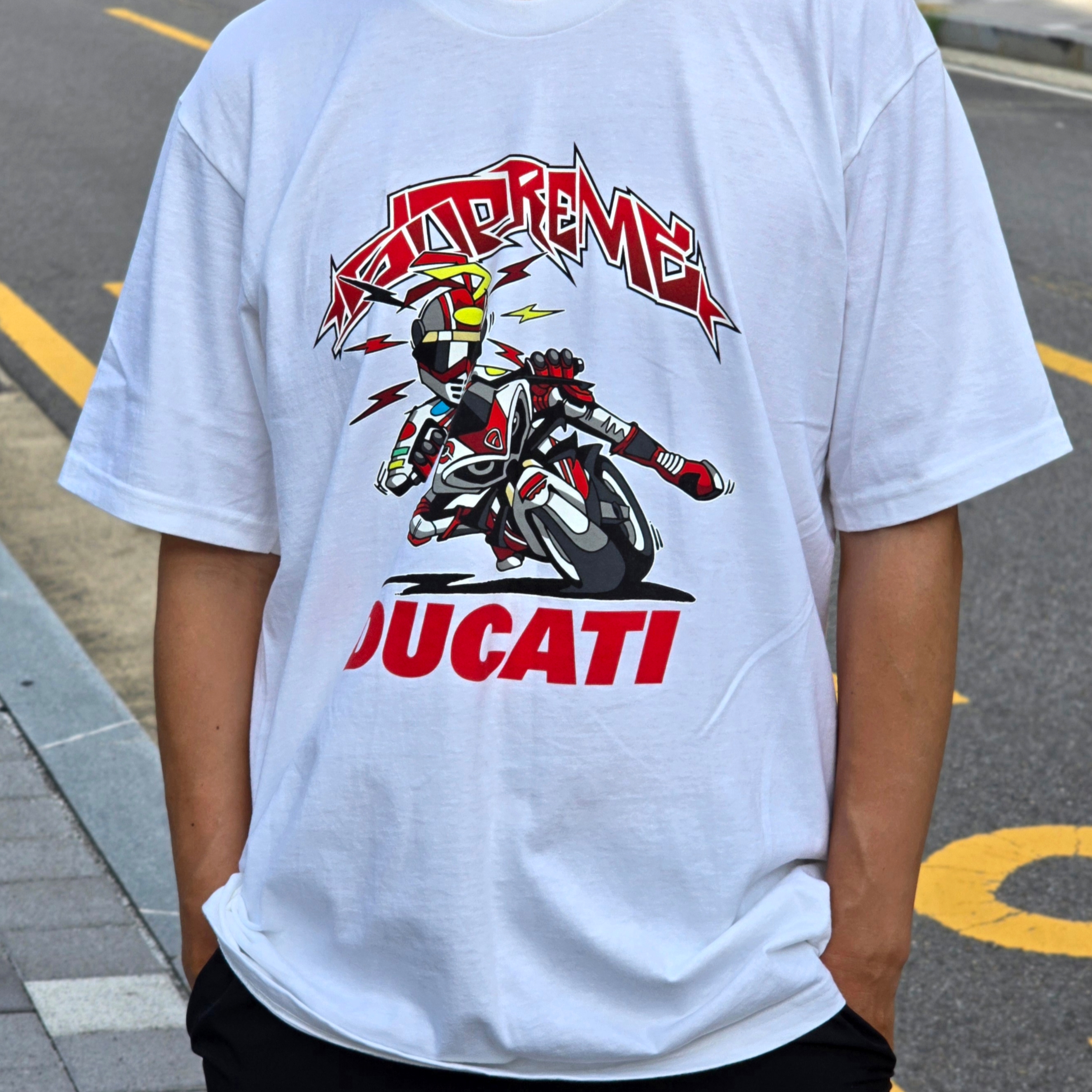 Supreme x Ducati Bike T-Shirt White - 24SS 착용 스타일 - 1
