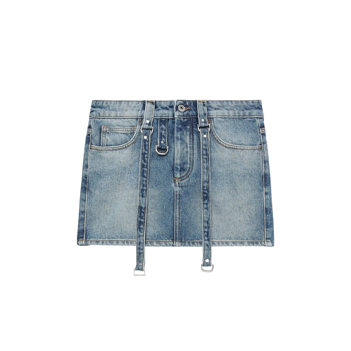 OWYF028C99DEN0014500 (W) Off-White Denim Cargo Mini Skirt Blue