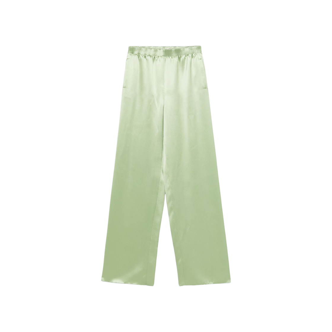 RB68590ER5F (W) Valentino Silk Wide Leg Chino Pants Green