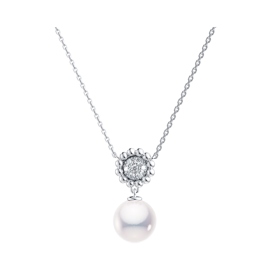 미꼬 온라인 단독 베스티 폼폼 드롭 다이아몬드 아코야펄 네크리스 화이트 골드(Miko Online Exclusive Vasty Pom Pom Drop Diamond Akoya Pearl Necklace White Gold)