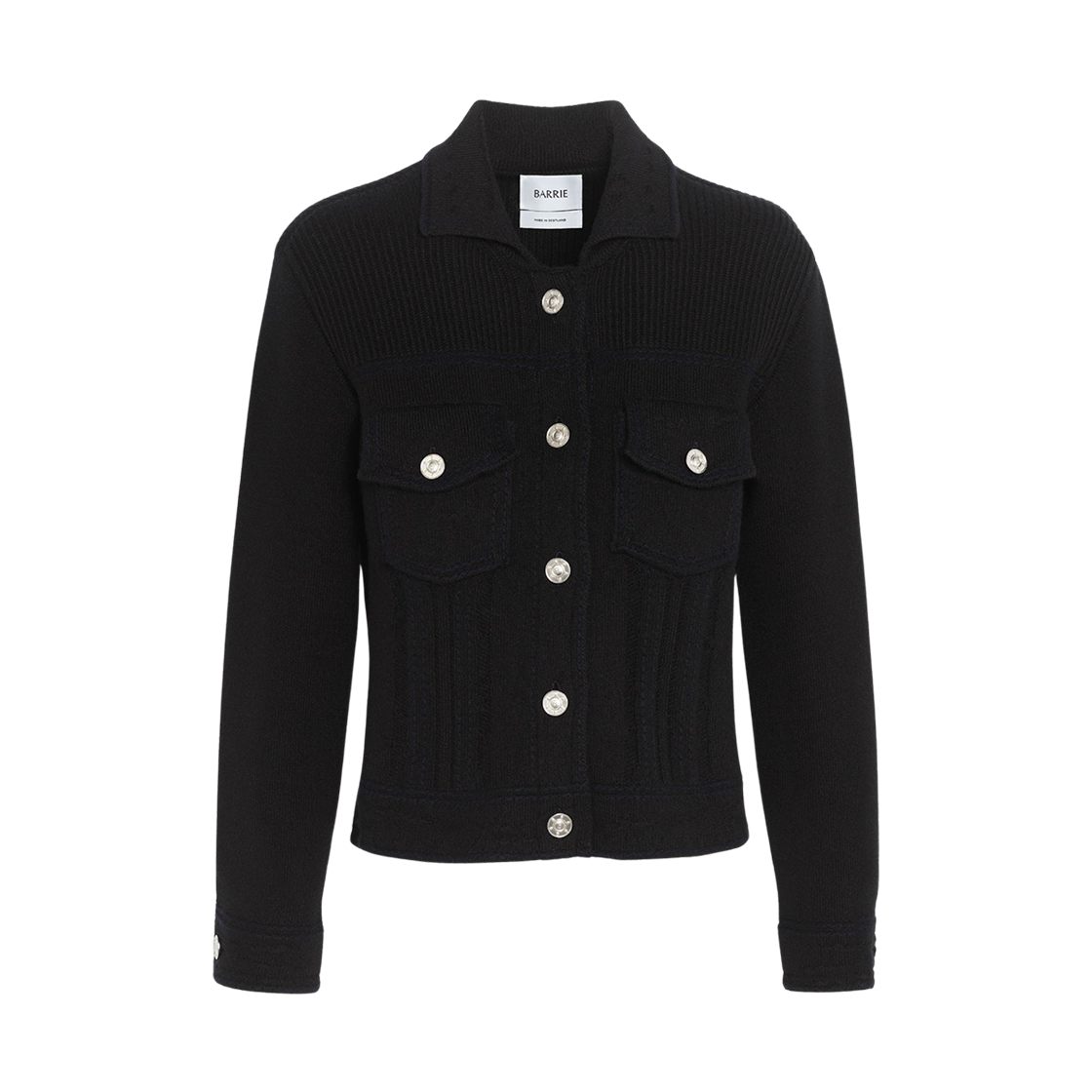 (W) 배리 캐시미어 피티드 데님 자켓 블랙((W) Barrie Cashmere Fitted Denim Jacket Black)