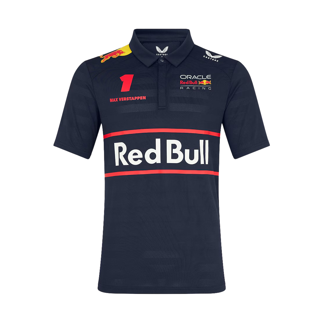 오라클 레드불 레이싱 x 캐스토어 2025 팀 막스 베르스타펜 숏 슬리브 폴로 셔츠 나이트 스카이(Oracle Red Bull Racing x Castore 2025 Team Max Verstappen Short Sleeve Polo Shirt Night Sky)