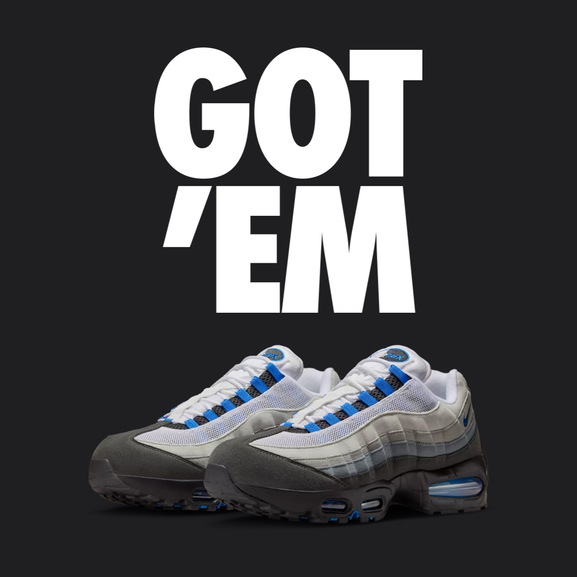 Nike Air Max 95 OG Cool Grey and Blue Spark 착용 스타일