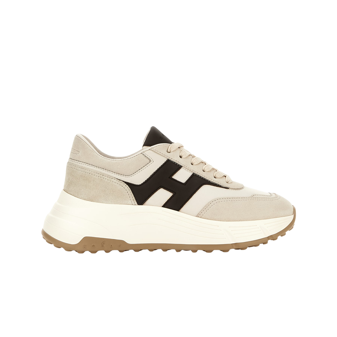 (W) 호간 하이파이 스니커즈 아이보리 브라운((W) Hogan Hi-Fi Sneakers Ivory Brown)