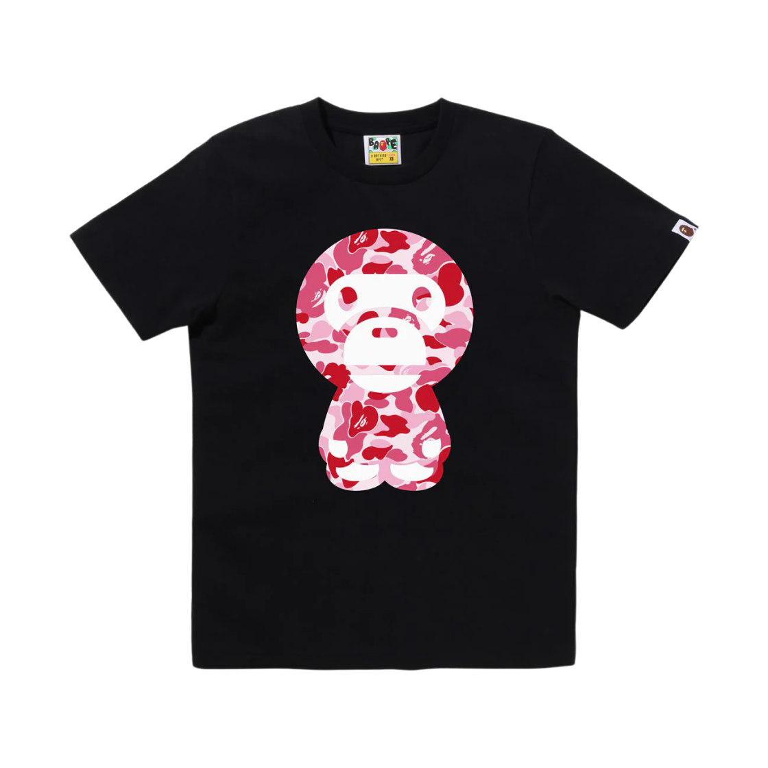 (W) 베이프 ABC 카모 빅 베이비 마일로 티셔츠 블랙 핑크