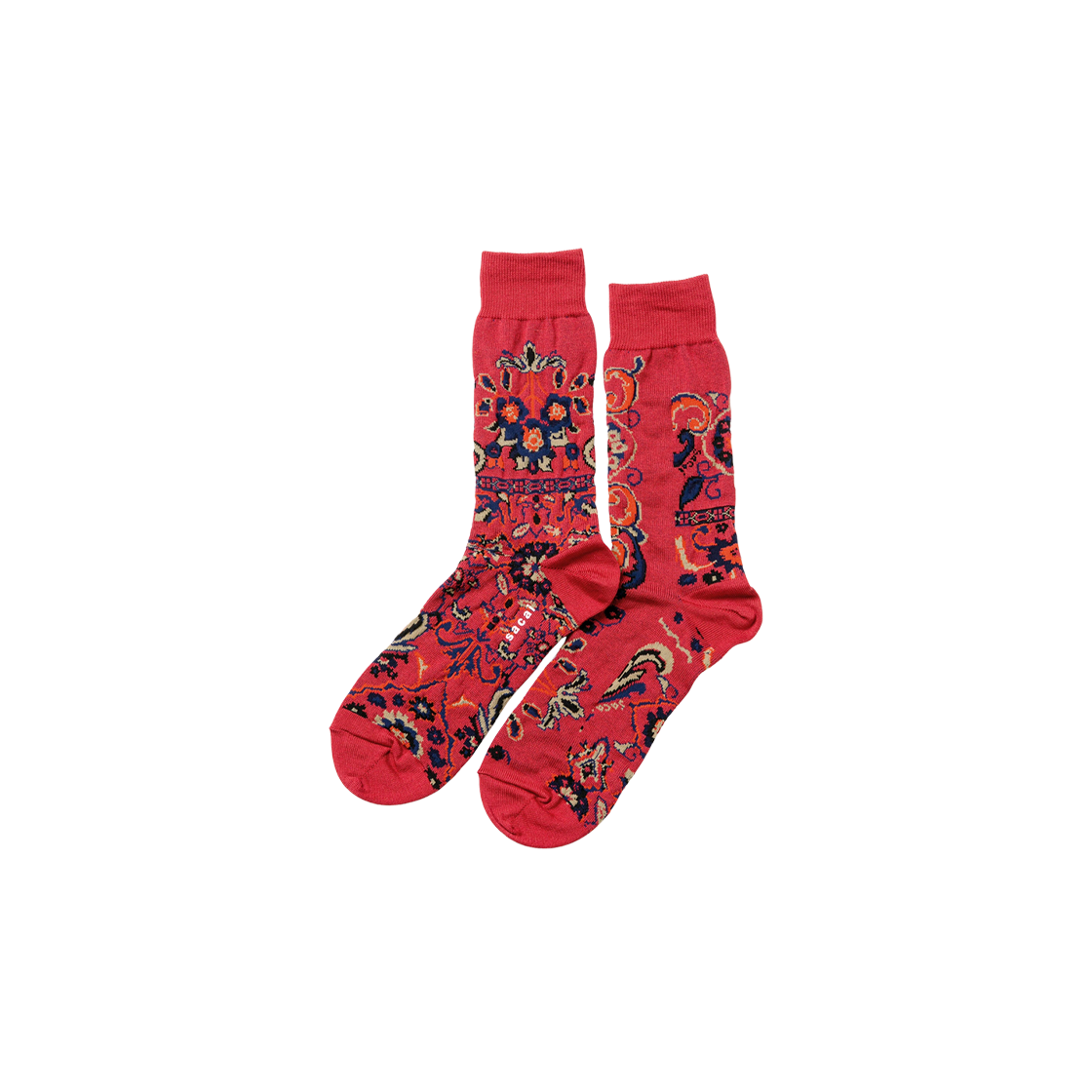 25-01046S-701 Sacai Floral Socks Bordeaux